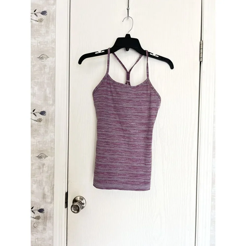 LULULEMON Sexy Y-Back Tank Top Heather Purple Gray Womens size 6 - 2072